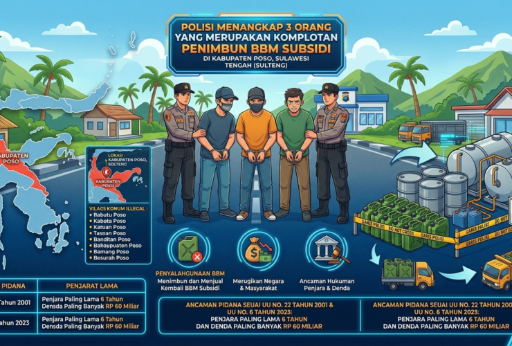 Polisi Berhasil Menangkap 3 Orang Pelaku yang Merupakan Komplotan Penimbun BBM Subsidi di Kabupaten Poso
