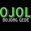 Logo with bright green 'OJOL' above metallic 'BOJONG GEDE' on a black background; small diamond/star shape in the bottom-right corner.