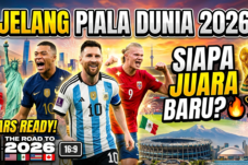 Bright World Cup 2026 banner with three celebrating footballers, fireworks, flags, and a stadium skyline in the background.